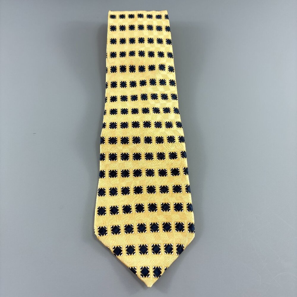 Mallory & Church Yellowish Cream / Black Geometric Men's Tie 4" x 60"